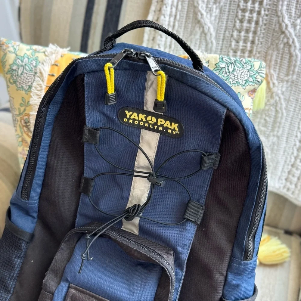 Yak Pak Blue and Black Backpack with Yellow Details